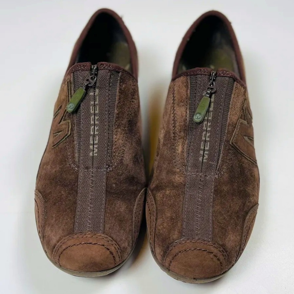 Merrell Womens Barrado Shoes Performance Brown Suede Zipper Front Size 7.5